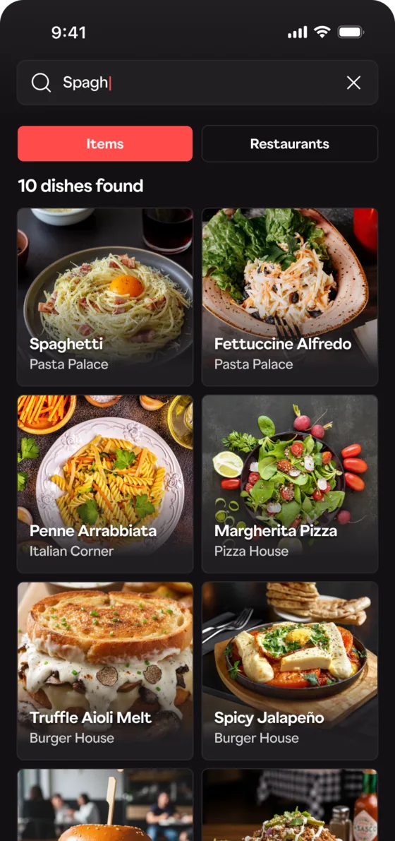 MenuPix search results for dishes